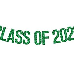 Class of 2023 Banner - 2023 Graduation Decorations, Congrats Grad Decorations, High School College Graduation Party Decoration Supplies Green Glitter