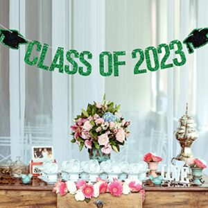 Class of 2023 Banner - 2023 Graduation Decorations, Congrats Grad Decorations, High School College Graduation Party Decoration Supplies Green Glitter