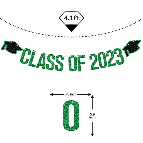 Class of 2023 Banner - 2023 Graduation Decorations, Congrats Grad Decorations, High School College Graduation Party Decoration Supplies Green Glitter