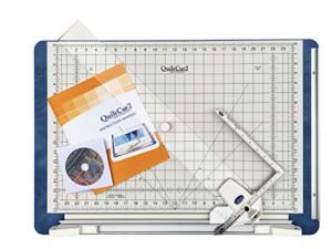 quiltcut2 all-in-one fabric cutting system for quilters – includes rotary cutting mat, fabric clamp, cutting guide, and speed gauge ruler
