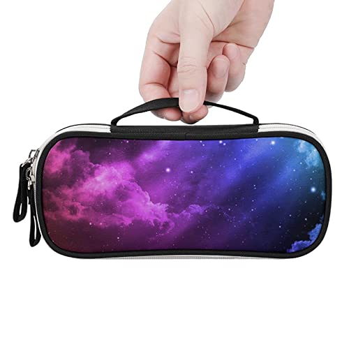 Beautiful Galaxy Printed Pencil Case Bag Stationery Pouch with Handle Portable Makeup Bag Desk Organizer