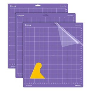 emooqi cutting mat for cricut maker/explore air 2/air/one(3pcs, 12×12 inch, scraper), high adhesive sticky purple square-grid&non-slip cutting mats for art, textiles, scrapbooking, and diy projects.