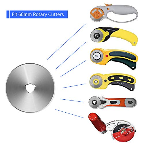 60MM Rotary Cutter Blades, Sopito 10PCS Premium Spare Replacement Cutting Blades with Sharpness, Great for Heavy Duty Use, Quilting, Patchwork, Crafts and Sewing