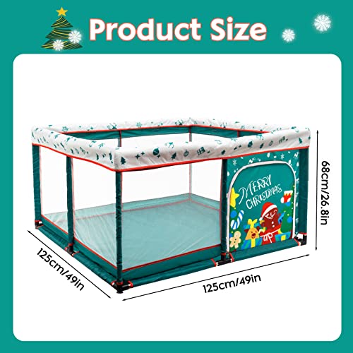 Jomifin Baby Play Fence Large Area Playard Activity Center with Anti-Slip Base, Breathable Mesh, for Indoor & Outdoor (Green)