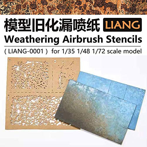 Acxico 1Set DIY Decoration Weathering Airbrush Stencils Tools for 1/35 1/48 1/72 Scale Model