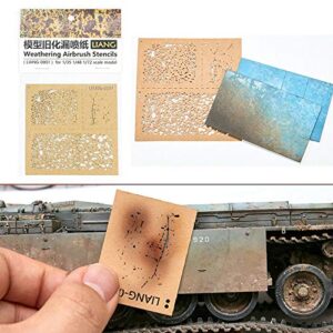 Acxico 1Set DIY Decoration Weathering Airbrush Stencils Tools for 1/35 1/48 1/72 Scale Model