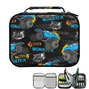 zzkko colored pencil case urban monster truck car 96 slots pencil holder with zipper large capacity pencil case organizer for watercolor pens markers kids children