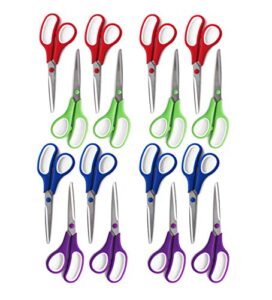 s & e teacher’s edition 8.5 inch scissors 16pcs, stainless steel sharp blade, comfort-grip handles, pack of 16.