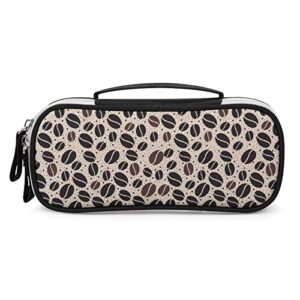 coffee bean printed pencil case bag stationery pouch with handle portable makeup bag desk organizer