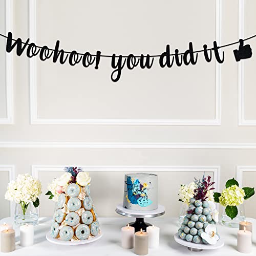 Woohoo you did it Banner, 2022 Senior High School Graduation Bunting Sign, Funny 2022 College University Graduation Party Decoration Supplies