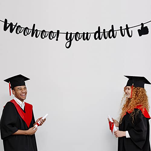 Woohoo you did it Banner, 2022 Senior High School Graduation Bunting Sign, Funny 2022 College University Graduation Party Decoration Supplies