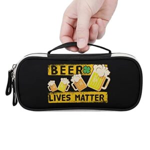 Beer Lives Matter Printed Pencil Case Bag Stationery Pouch with Handle Portable Makeup Bag Desk Organizer