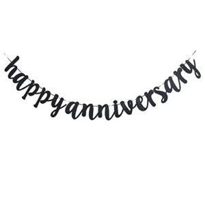 happy anniversary banner, funny black paper sign decors for wedding anniversary party supplies