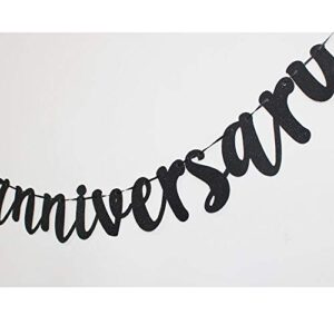 Happy Anniversary Banner, Funny Black Paper Sign Decors for Wedding Anniversary Party Supplies