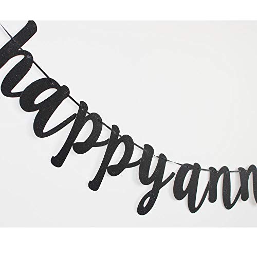 Happy Anniversary Banner, Funny Black Paper Sign Decors for Wedding Anniversary Party Supplies