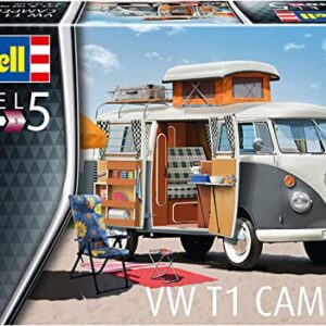 Revell RV07674 07674 VW T1 Camper Model kit 1:24 Scale, Unpainted