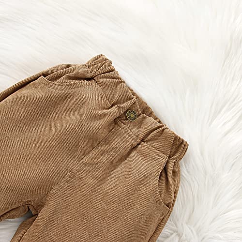 Yccutest Toddler Boys Girls Fall Winter Outfits Set 2Pcs Turtleneck Sweater + Corduroy Pants Infant Kids Gentleman Clothes (Brown,2-3 Years)