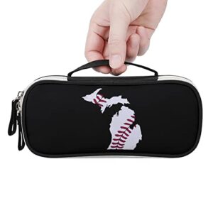 Mochigan Map Baseball Printed Pencil Case Bag Stationery Pouch with Handle Portable Makeup Bag Desk Organizer