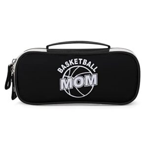 basketball mom printed pencil case bag stationery pouch with handle portable makeup bag desk organizer