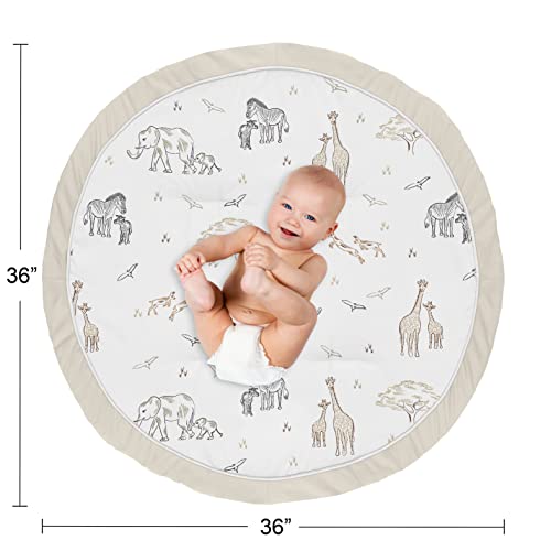 Sweet Jojo Designs Jungle Safari Animals Boy Girl Baby Playmat Tummy Time Infant Play Mat Brown Taupe Black and White Gender Neutral Animal Elephant Giraffe Wildlife Adventure Elephants Serengeti