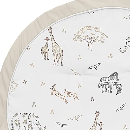 Sweet Jojo Designs Jungle Safari Animals Boy Girl Baby Playmat Tummy Time Infant Play Mat Brown Taupe Black and White Gender Neutral Animal Elephant Giraffe Wildlife Adventure Elephants Serengeti