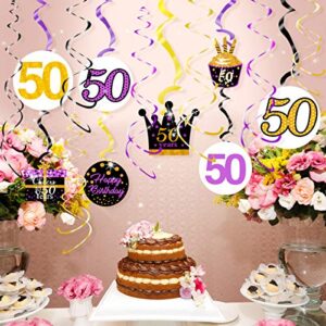 50th Birthday Decorations for Women Purple Gold 50th Birthday Hanging Swirls Hanging Swirls Decorations for Purple Gold 50 Years Old Party Supplies