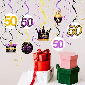 50th Birthday Decorations for Women Purple Gold 50th Birthday Hanging Swirls Hanging Swirls Decorations for Purple Gold 50 Years Old Party Supplies