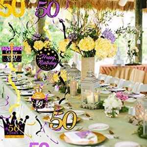 50th Birthday Decorations for Women Purple Gold 50th Birthday Hanging Swirls Hanging Swirls Decorations for Purple Gold 50 Years Old Party Supplies