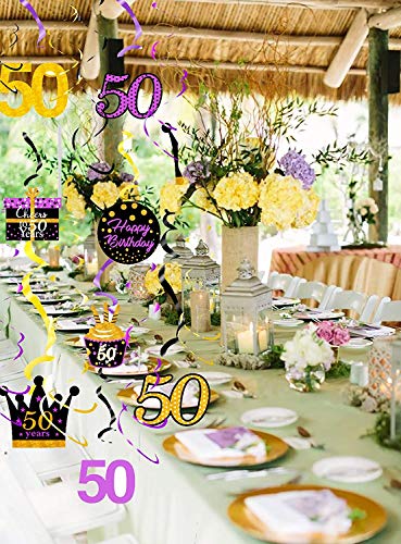 50th Birthday Decorations for Women Purple Gold 50th Birthday Hanging Swirls Hanging Swirls Decorations for Purple Gold 50 Years Old Party Supplies