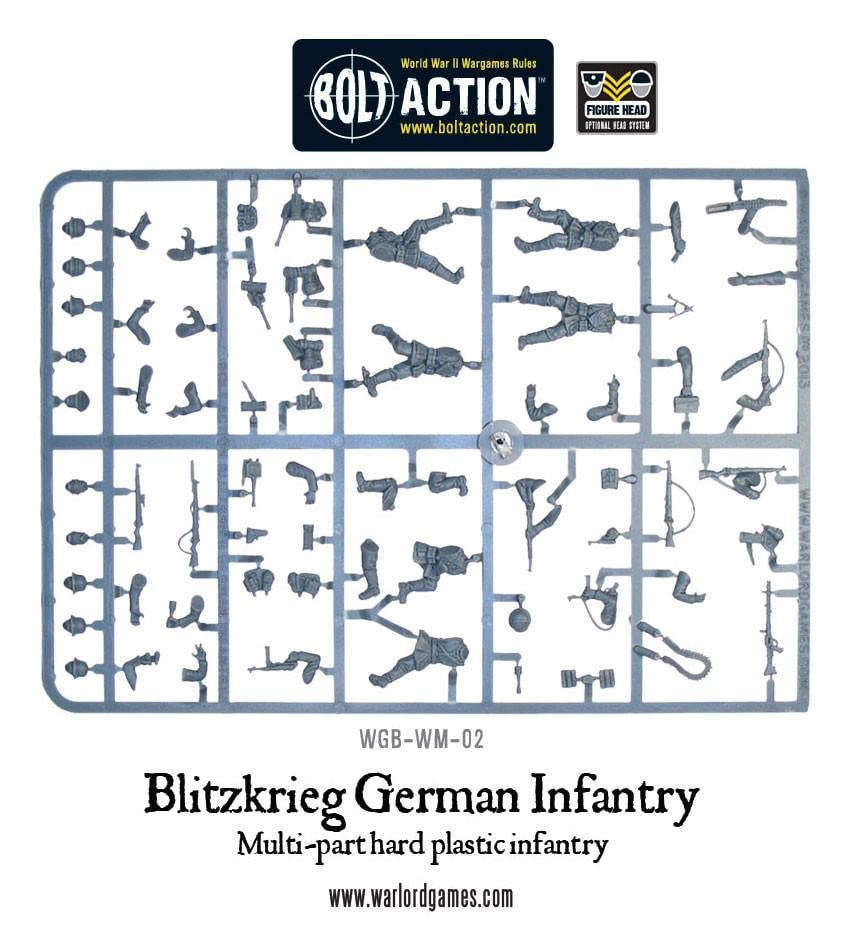 Bolt Action Blitzkrieg! German Infantry Figures 1:56 WWII Military Wargaming Plastic Model Kit