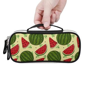 Watermelon Pattern Printed Pencil Case Bag Stationery Pouch with Handle Portable Makeup Bag Desk Organizer