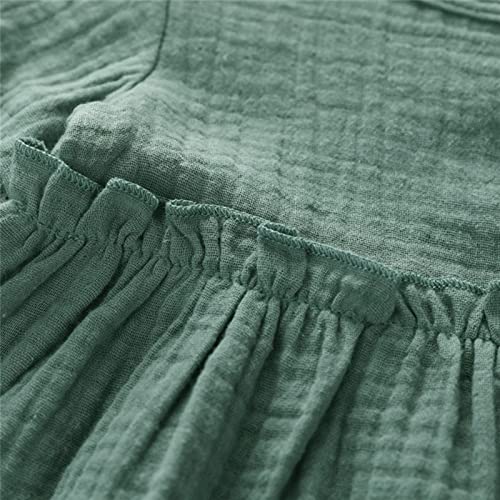 Outfits Solid Ruffled Linen Infant Cotton Girls Tops+Shorts Baby Summer Girls Outfits&Set Girl Photography Outfits (Green, 0-6 Months)