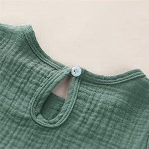 Outfits Solid Ruffled Linen Infant Cotton Girls Tops+Shorts Baby Summer Girls Outfits&Set Girl Photography Outfits (Green, 0-6 Months)