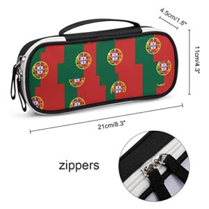 Portugal Flag Printed Pencil Case Bag Stationery Pouch with Handle Portable Makeup Bag Desk Organizer