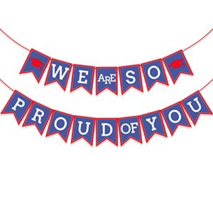domoo of dreams red blue we are so proud of you banner 2022 graduation party garland backdrop decoration gift ideas