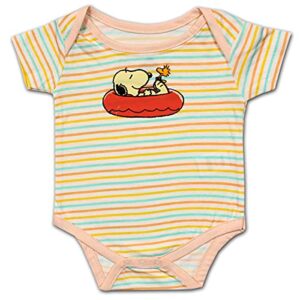 Peanuts Snoopy Boys’ 3 Pack Bodysuits for Newborn – Multicolor/Orange/Blue