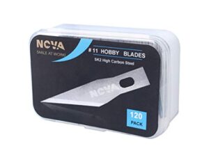 120 pack #11 hobby blade refill, exact-to knife steel replacement blades with storage box for crafts, hobbies, scrap booking, stencil, precision art, architecture modeling