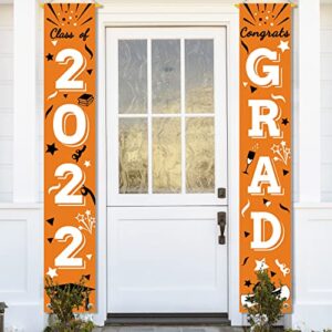 dudou orange graduation porch sign class of 2022 hanging banner front entry decoration congrats orange black white grad party decoration
