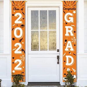 DUDOU Orange Graduation Porch Sign Class of 2022 Hanging Banner Front Entry Decoration Congrats Orange Black White Grad Party Decoration