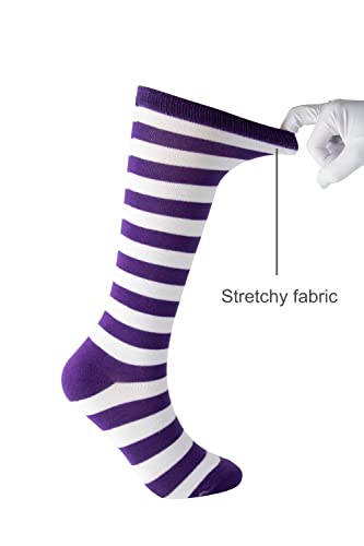 Cerebro Knee High Socks for Kids Stripes Girls Cotton Calf Athletic Tube Socks,SOCKS (1Pairs 10-15Y, 1Pairs black) …