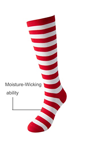 Cerebro Knee High Socks for Kids Stripes Girls Cotton Calf Athletic Tube Socks,SOCKS (1Pairs 10-15Y, 1Pairs black) …