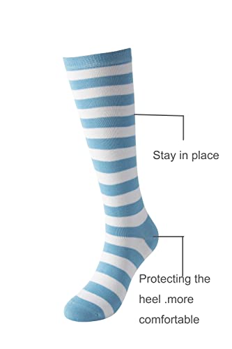 Cerebro Knee High Socks for Kids Stripes Girls Cotton Calf Athletic Tube Socks,SOCKS (1Pairs 10-15Y, 1Pairs black) …