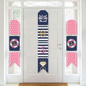 big dot of happiness last sail before the veil – hanging vertical paper door banners – nautical bachelorette and bridal shower wall decoration kit – indoor door decor