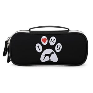 i heart love my great dane printed pencil case bag stationery pouch with handle portable makeup bag desk organizer