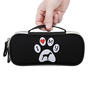 I Heart Love My Great Dane Printed Pencil Case Bag Stationery Pouch with Handle Portable Makeup Bag Desk Organizer