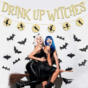 xo, Fetti Drink Up Witches Halloween Decorations Banner - Pre Strung - Adult Halloween Party Supplies Sign