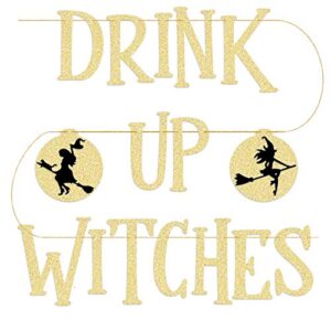 xo, fetti drink up witches halloween decorations banner – pre strung – adult halloween party supplies sign