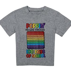 Unisex Baby Poppin' My Way Through 100 Days of School Shirt Fidget Toy T-Shirt Short Sleeve Funny Graphic Tee Tops Light Gray