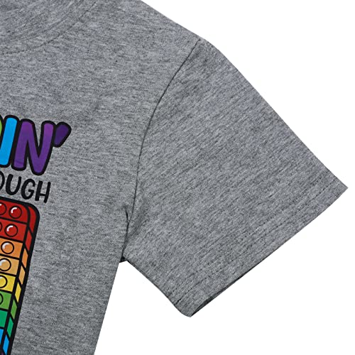 Unisex Baby Poppin' My Way Through 100 Days of School Shirt Fidget Toy T-Shirt Short Sleeve Funny Graphic Tee Tops Light Gray