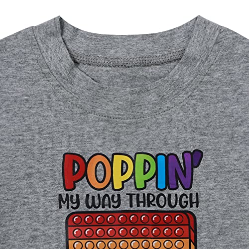 Unisex Baby Poppin' My Way Through 100 Days of School Shirt Fidget Toy T-Shirt Short Sleeve Funny Graphic Tee Tops Light Gray